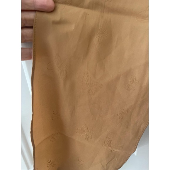 Vintage Brown Butterfly Jacquard Scarf Square Head Scarf Satin Feel Neutral Boho - Picture 5 of 6